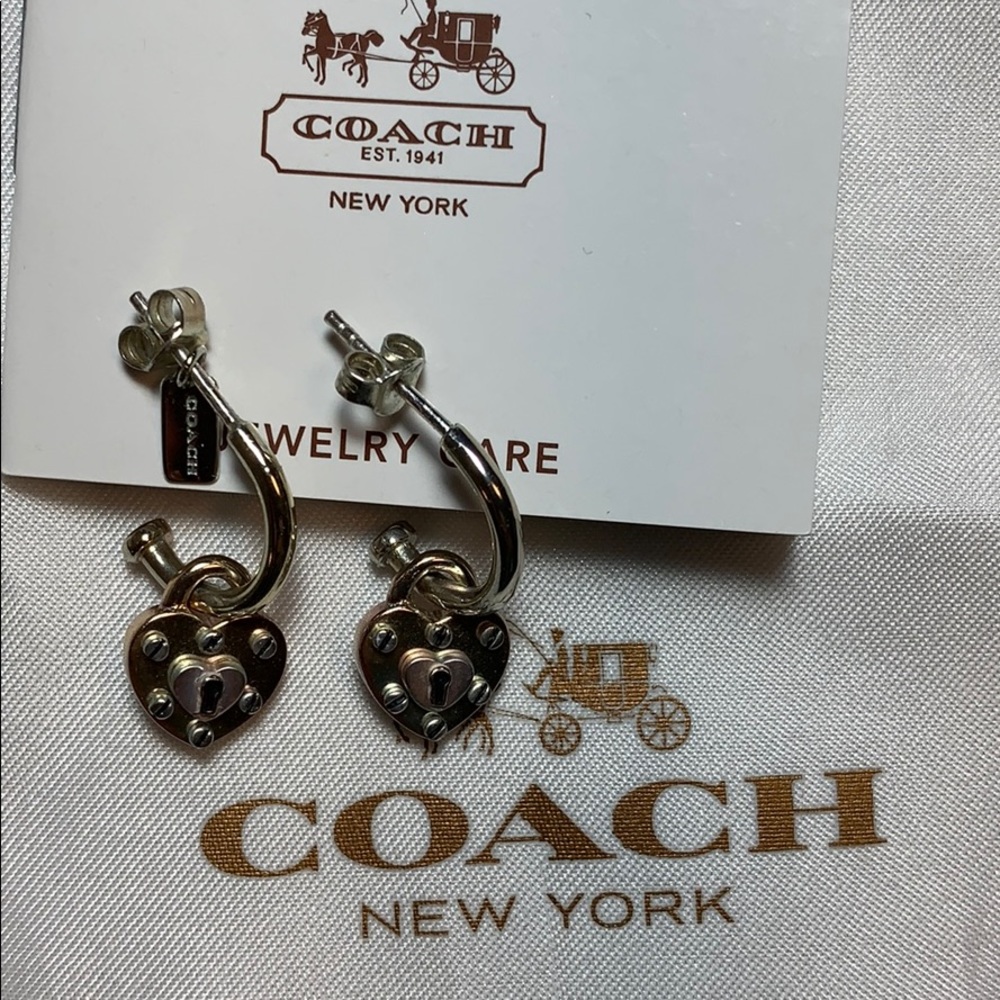 Coach Padlock Earrings, Sterling Silver